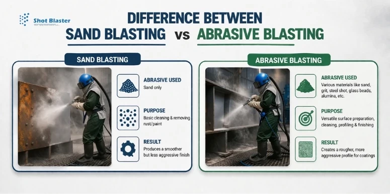 Difference between Sand blasting and Abrasive Blasting